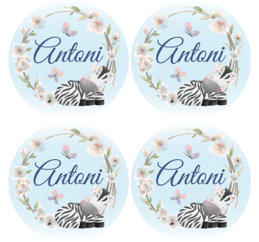 Gepersonaliseerde onderzetters zebra illustratie - TenStickers