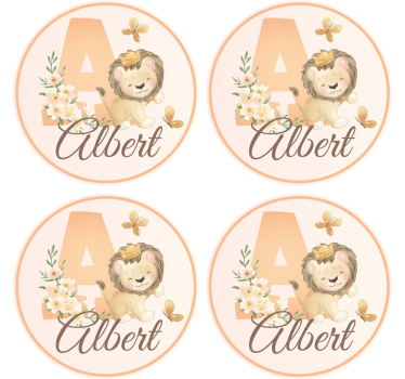 Gepersonaliseerde onderzetters met speelse leeuw ontwerp - TenStickers