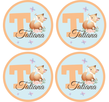 Gepersonaliseerde onderzetters met speelse vos ontwerp - TenStickers