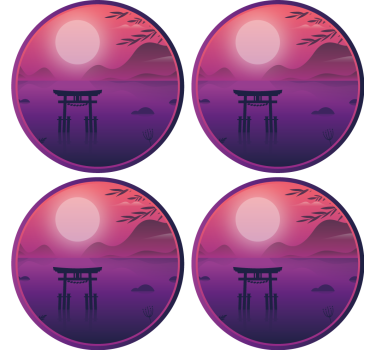 Moderne onderzetters serene zonsondergang landschap - TenStickers