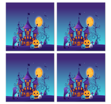 Spookachtig kerkhof met vleermuizen en pompoenen halloween onderz - TenStickers