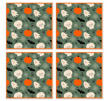 Pompoenen, spoken en spinnen patroon halloween onderzetter - TenStickers