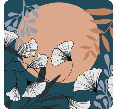 Moderne onderzetters met bloemig ginkgo patroon - TenStickers