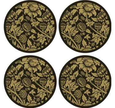 Vintage onderzetters bloemenpatroon goud - TenStickers