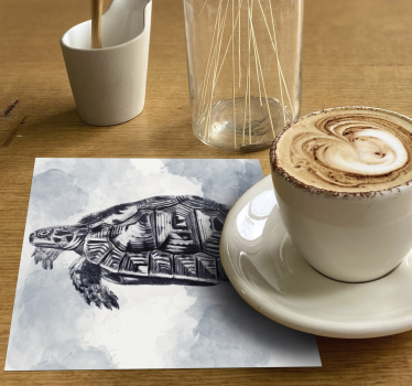 Artistieke schildpadillustratie enge onderzetters - TenStickers