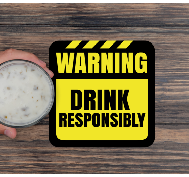 Bier onderzetters caution drink reminder - TenStickers