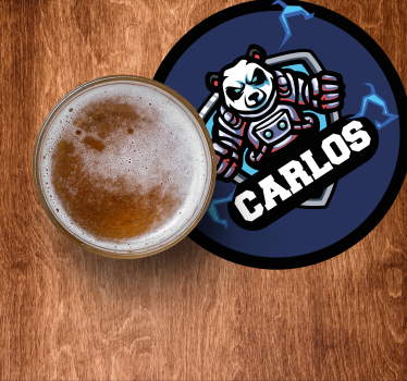 Bier onderzetters panda embleem met naam - TenStickers