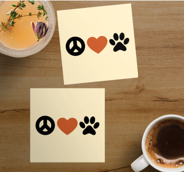 Citaat onderzetters vrede liefde huisdieren - TenStickers