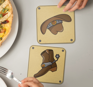 Enge onderzetters cowboyhoed en laars - TenStickers