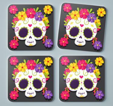 Enge onderzetters Dag van de dode bloemenonderzetter - TenStickers