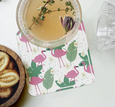 Enge onderzetters flamingo patroon met bladeren - TenStickers