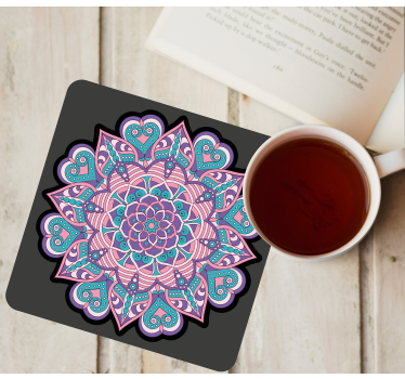 Enge onderzetters kleurrijk hart mandala - TenStickers