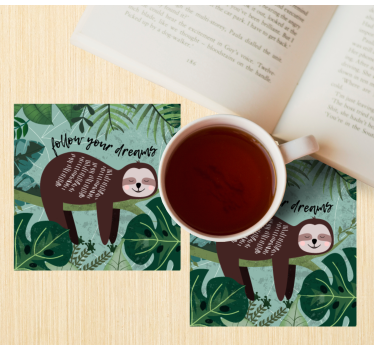 Enge onderzetters met inspirerende sloth quote - TenStickers