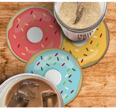 Enge onderzetters met kleurrijke donutontwerpen - TenStickers