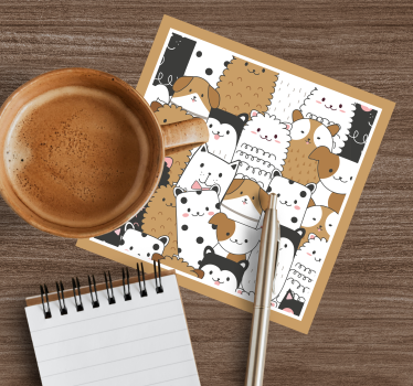 Enge onderzetters schattige dierengezichten patroon - TenStickers