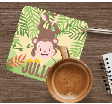 Enge onderzetters speelse aap ontwerp - TenStickers