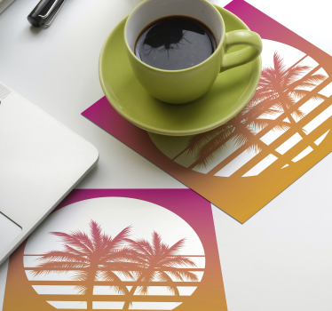 Enge onderzetters tropische zonsondergang silhouet - TenStickers