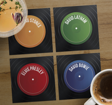Enge onderzetters vinyl platen labels - TenStickers