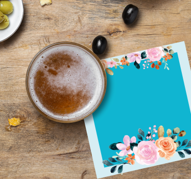 Gepersonaliseerde onderzetters bloemaccent rechthoek - TenStickers