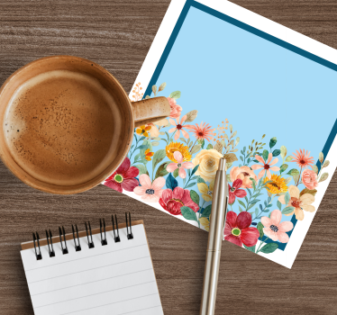Gepersonaliseerde onderzetters bloemenrand ontwerp - TenStickers