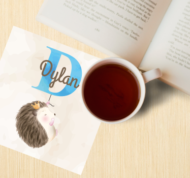 Gepersonaliseerde onderzetters egel met bruine lettertype - TenStickers