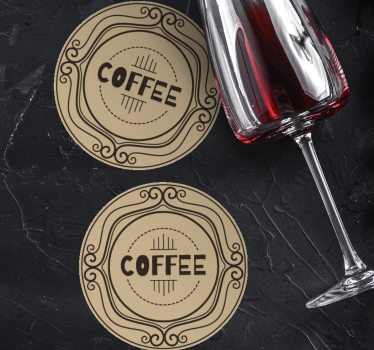 Gepersonaliseerde onderzetters elegant koffie cirkel embleem - TenStickers