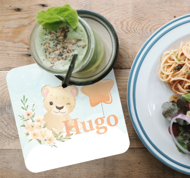 Gepersonaliseerde onderzetters grappige leeuw met ster - TenStickers