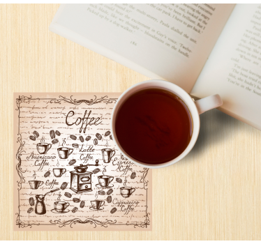 Gepersonaliseerde onderzetters koffietypes illustratie - TenStickers