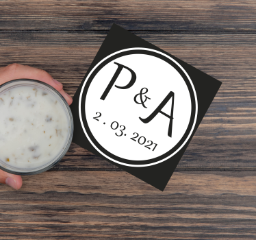 Gepersonaliseerde onderzetters met monograminitialen - TenStickers