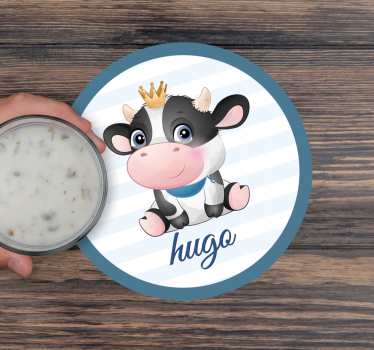 Gepersonaliseerde onderzetters met schattige koe illustratie - TenStickers
