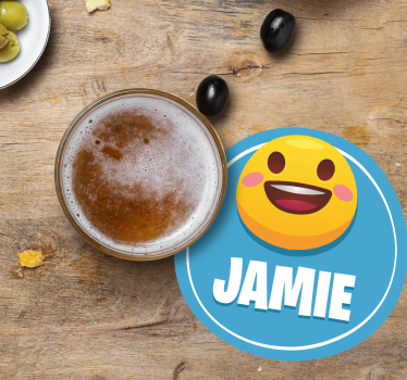 Gepersonaliseerde onderzetters met smiley gezicht - TenStickers