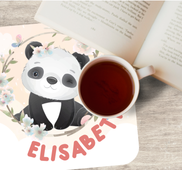 Gepersonaliseerde onderzetters panda met bloemaccenten - TenStickers