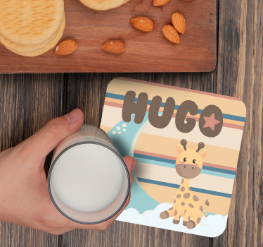Gepersonaliseerde onderzetters schattig giraffe karakter - TenStickers