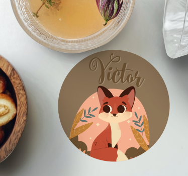 Gepersonaliseerde onderzetters schattig vosje personage - TenStickers