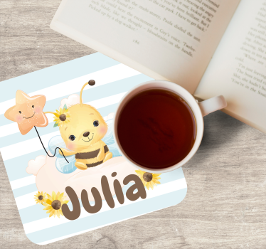 Gepersonaliseerde onderzetters schattige bij met ster - TenStickers