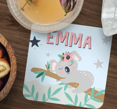 Gepersonaliseerde onderzetters schattige koala illustratie - TenStickers