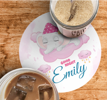 Gepersonaliseerde onderzetters sleepy elephant design - TenStickers