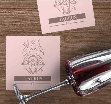 Gepersonaliseerde onderzetters taurus zodiac minimalist - TenStickers
