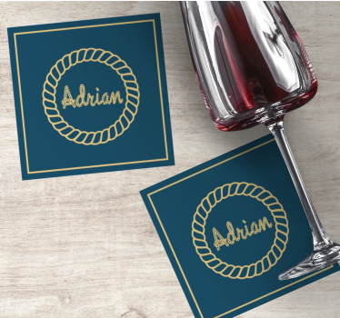 Gepersonaliseerde onderzetters touwcirkel monogram - TenStickers