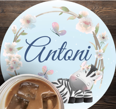 Gepersonaliseerde onderzetters zebra illustratie - TenStickers