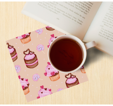 Gepersonaliseerde onderzetters zoet cupcake patroon - TenStickers