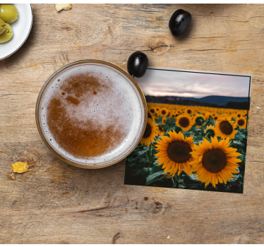 Gepersonaliseerde onderzetters zonnebloemveld foto - TenStickers