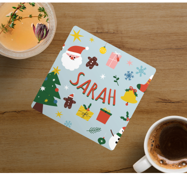 Kerst onderzetters feestelijke kerstman en cadeaus - TenStickers