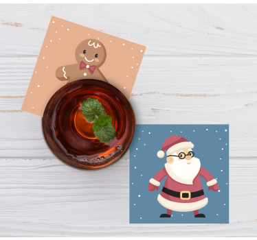 Kerst onderzetters feestelijke peperkoekfiguren - TenStickers
