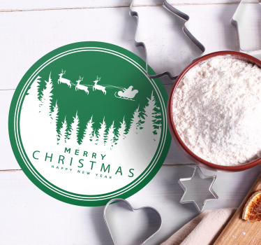 Kerst onderzetters feestelijke santa slede scene - TenStickers