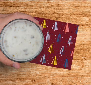 Kerst onderzetters kleurrijk boompatroon - TenStickers