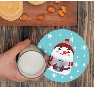 Kerst onderzetters sneeuwman met kopje - TenStickers