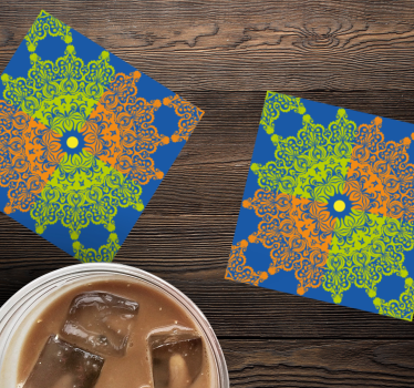 Kleurrijk mandala patroon tegel onderzetters - TenStickers