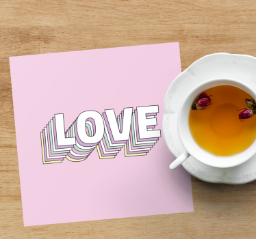 Roze en witte liefdestypografie citaat onderzetters - TenStickers