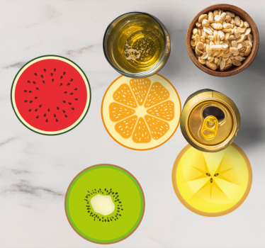 Moderne onderzetters fruit schijfjes set - TenStickers